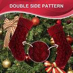 Christmas Stockings Bulk, 20 Inch Burgundy and Ivory Knit Stockings Christmas Holiday Decoration, 6 Pack - Image 5