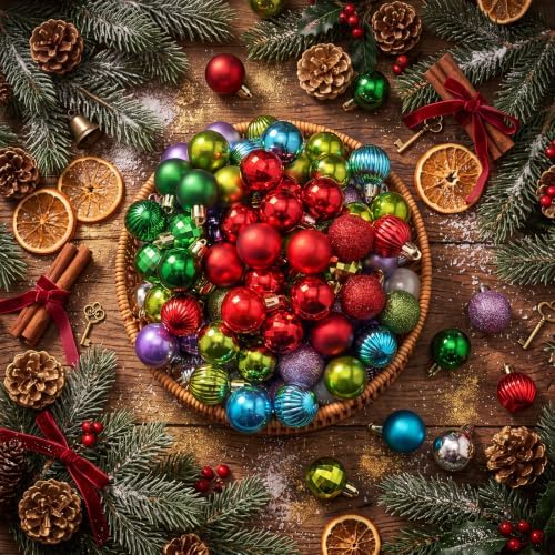 Shappy 216 Pcs Mini Christmas Ball Ornament 1.18 Inch,Mixed Colors - Image 4