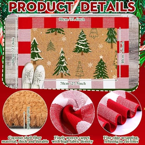 Moucuny 2 Pcs Christmas Coir Doormat Outdoor, Non Slip - Image 3