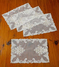 Violet Linen Orchid Decorative Embroidered Lace Placemat, Set of 4, 12" x 18", Ivory by Violet+Linen