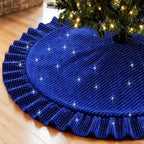 Blue Christmas Tree Skirt 60 Inches Sparkle Velvet Tree Skirt for 9FT Tree by FUHSY