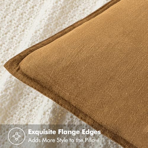 MIULEE Decorative Linen Euro Sham Pillow Covers 24x24 Hazel - Image 2