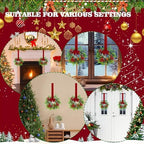 4Pcs Small Christmas Wreath - Mini Wreaths with Red Berry Pine Eucalyptus Christmas Wreaths for Door Kitchen Cabinets Window Fireplaces Decor - Image 5