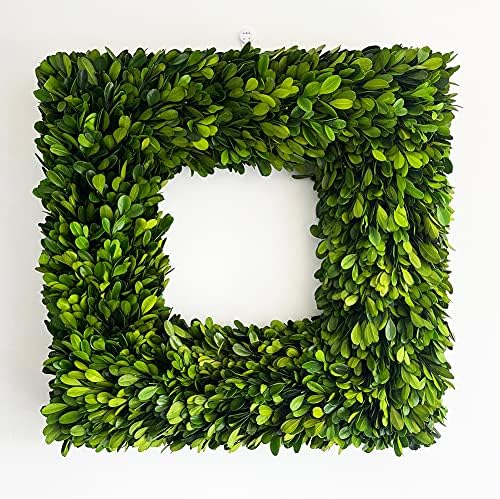 Perseved Natural Boxwood Wreath 18 inch Square Wreath Flourish Type Great Indoor Spring Summer Wreath Decor Suits for Party Wedding or Daily Decoration (18 inch, Square) by BOXWOODWORLD