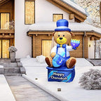 Zion Judaica Inflatable Hanukkah Yard Decorations 8' Bear Multi Blue - Hanukah Indoor Outdoor Lighted Decoration Built-in LED Lights - Includes Air Blower, Tie-down Stakes - Chanukah Lawn Décor Blowup - Image 3