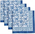 ATOSII Cotton Blockprint Cloth Napkins, Midnight Bloom, Set of 4, 20" X 20" by ATOSII