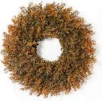 26'' Lush Fall Wreath for Front Door, Faux Autumn Boxwood Wreath Outdoor by GreenMoon