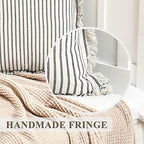 ZWJD Throw Pillow Covers 26x26 Set of 2 Striped Pillow Covers with Fringe Chic Cotton Decorative Euro sham Pillows Square Cushion Covers for Sofa Couch Bed Living Room Farmhouse Decor, (Gray) - Image 2