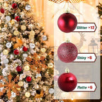 TranquilBliss Christmas Ball Ornaments, 24-Pack, 2.5-Inch, Red - Image 3