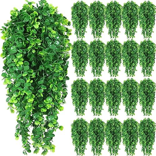 Hoteam 24 Pcs Artificial Hanging Greenery Plants, Eucalyptus by Hoteam