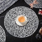 Sieral 24 Packs Round Placemats 15 Inch Hollow Out Pressed Vinyl,Silver - Image 4