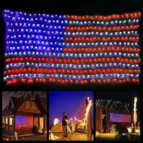 HYH American Flag LED Lights, 420 LEDs Net Light Up Flag Outdoor Waterproof by HYH