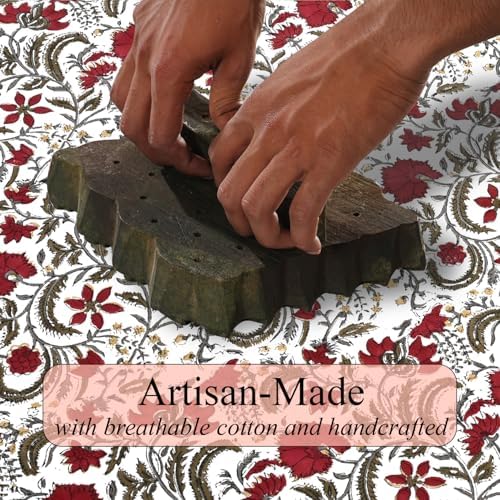 Ridhi Prune Red Hand Block Print Cotton Christmas Tree Skirt 60 Inch - Image 5