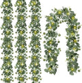 N&T NIETING 4 Pack Artificial Eucalyptus Garland with Lights, 6FT Artificial Greenery Summer Garlands, Battery Operated Twig Vine for Room Stairs Mantle Wedding Holiday Decoration Indoor Outdoor by NTNIETING