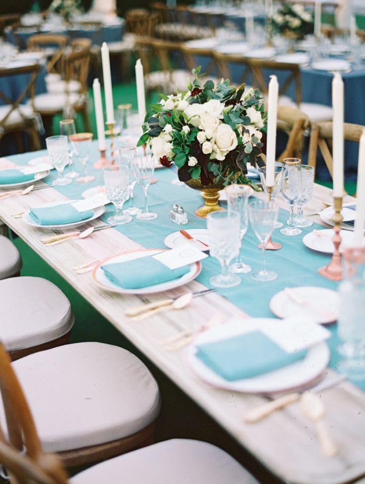 LuoluoHouse Burlap Table Runner Baby Blue Party Table Runners 2 Pack 13x84 Inch Farmhouse Spring Table Linen for Family Dining Ceremony Table Decoration - Image 6
