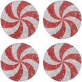15" Silver Red Rhinestone Round Christmas Placemats Set of 4 by Cumouna