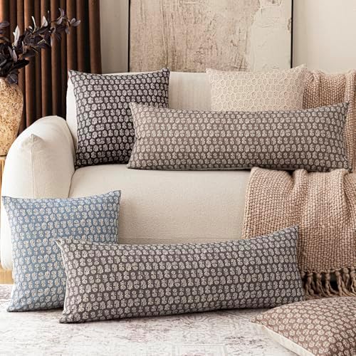 Foindtower Long Floral Print Lumbar Throw Pillow Covers 14×36 Inch,Brown - Image 7
