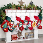 BHD BEAUTY Christmas Stocking 4 Pack White Green Red Velvet Embroidery Pattern Soft Faux Fur for Family Decorations Hanging Ornament for Xmas Holiday Party - Image 6