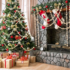 Bucherry 4 Pcs Christmas Wood Bead Garland 28.8 Feet, White, Gold - Image 5