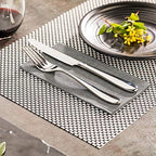 Restaurantware Amalfi 16 x 12 Inch Plastic Placemats Set Of 6 Basketweave Outdoor Placemats - Heat Tolerant No Stain Black And White Vinyl Table Placemats Waterproof Easy To Clean - Image 3