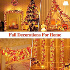 Glitzhome 2Pcs Fall Maple Leaves Garland with Lights，Fall Thanksgiving Decorations Garland with Timer for Home Porch Front Door Table Mantle Outdoor Autumn Harvest Halloween Decor, 6Ft 20LED - Image 5
