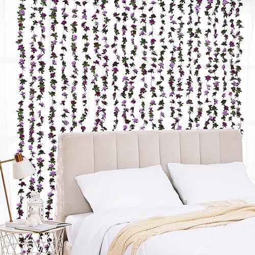 BLEUM CADE 12Pcs 16.4Ft Fake Flower Garland Artificial Rose Vines - Image 3