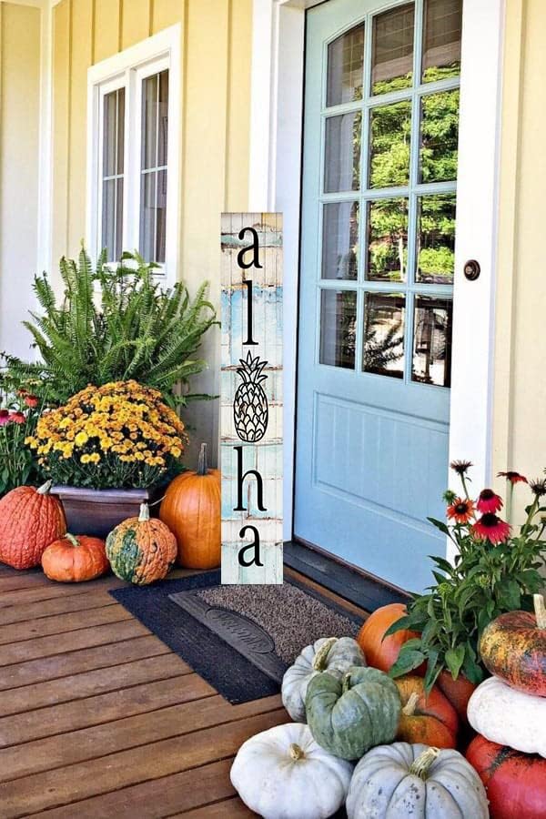 48" H Wooden Aloha Porch Sign Vertical Porch Décor Hanging Signs Holiday Decorations for Front Door Wall Display - Image 3