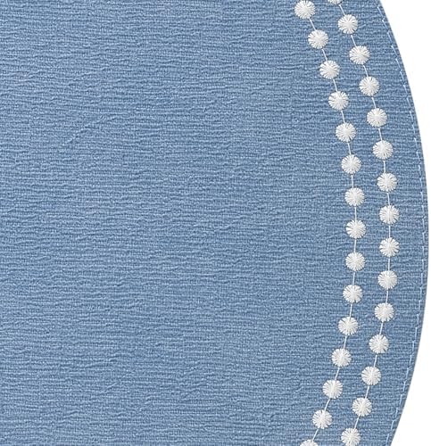 Bodrum Pearls Round Embroidered Placemats Set of 4 – 15" Elegant Table Mats for Dining, Weddings & Special Occasions, Decorative, Wipe-Clean Vinyl Placemats, Iceberg/White - Image 3