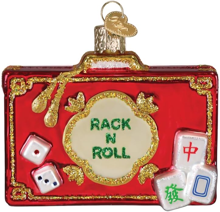 Old World Christmas Rack N Roll Mahjong Glass Blown Ornament for Christmas Tree, Handcrafted Holiday Decoration, Hasbro Games Collection - Image 2