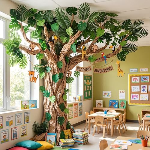 Suncalla 111 Pcs Classroom Tree Bulletin Board Decor, DIY 3D Hawaiian Tree by Unknown