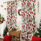 youleyar Christmas Curtains for Living Room, 84 Inch Length Rod Pocket Xmas Curtian Panels, Printed Pattern Flower Window Drapes for Bedroom Dining Room Drapes, 52" W x 84" L - Image 3
