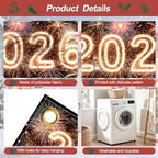 2026 New Year Garage Door Banner 7x16FT, Neon Glow 2026 Fireworks Garage Door Cover, Large Outdoor Happy New Year Decoration Backdrop for Garage Door, Fence, Yard, Party Photo Booth - Image 3