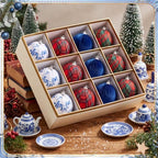 12 Pcs Chinoiserie Tartan Christmas Decor Hanging Ornaments - Image 3