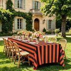 Fanqisi 2Pack Striped Tablecloth 57x120 Inch Black and Orange Tablecloth - Image 6