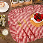 Whaline Vintage Red Cotton Placemats with Ruffle Stripe Kitchen Place Mats for Birthday Party Home Dining Table Decor, Set of 6, 14.5 x 19.7 in - Image 3