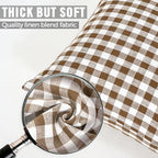 Fall Brown Plaid Gingham Euro Pillow Sham Covers 26x26 Set of 2 for Couch - Image 4