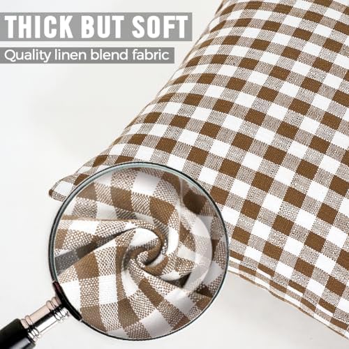 Fall Brown Plaid Gingham Euro Pillow Sham Covers 26x26 Set of 2 for Couch - Image 4