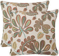 Mika Home Set of 2 Jacquard Tropical Leaf Pattern Throw Pillow Covers Decorative Pillowcase 22X22 Inches,Teal Cream by MikaHome
