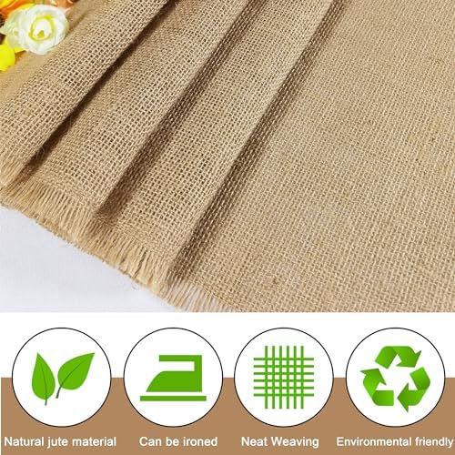 10 Pack 13 x 90 Inch Tassel Burlap Table Runners,Natural Rustic Jute Table Runner and Placemats Bulk for Western Wedding Table Decorations,Farmhouse Style Party,Holiday,Kitchen Table Decor Cover - Image 5