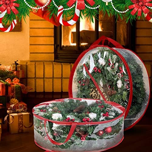 ProPik Christmas Wreath Storage Bag 36" - 2 Pack Clear Christmas Wreath Storage Container - Garland Holiday Artificial Wreath Storage Holder - Water Proof Transparent Clear PVC (36 Inch, Red) - Image 7