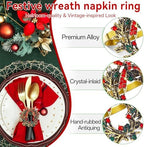 ZeeDix Christmas Wreath Napkin Rings Set of 24, Holiday Christmas Napkin Ring Holders for Cloth Napkins, Serviette Buckles for Thanksgiving Holiday Dinner Party Table Setting - Image 3