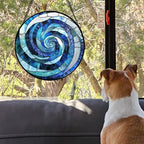 Blue Ocean Wave Stained Glass Window Hanging Suncatcher Gift for Women 9.8" - Image 2