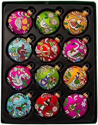 Kurt Adler 12 Days of Christmas Glass Ornament (Set of 12), 65mm - Image 2