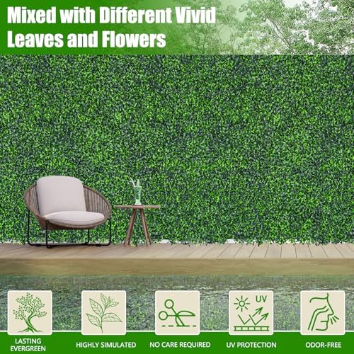Artificial Boxwood Roll,60x120 in(50 sqft) UV-Anti Faux Ivy Grass Wall - Image 3