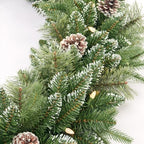 Christmas Garland Pre-lit 9 Ft with 50 Led Lights, Battery Operated Fireplace Stairs Mantle Door Indoor Outdoor, Decorated Pine Cone and Snow Style - Image 6