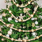 Bucherry 4 Pcs Christmas Wood Bead Garland 28.8 Feet, White, Gold - Image 4
