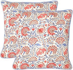 Ridhi Block Print Flamingo Pink Pillow Cover 18" x 18" (Pack of 2) Decorative Couch Pillows for Living Room, Chic Boho Cute Outdoor Pillows Covers Gifts for Spring, Easter and Valentine by Ridhi