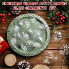 Jenaai 12 Pcs Christmas Clear Glass Ball Ornaments, Vintage Tree Decoration - Image 3