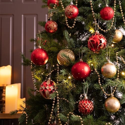 Valery Madelyn Christmas Tree Decorations Set, 16ct Red and Gold Shatterproof Christmas Ball Ornaments Bulk, 3.15 Inches Luxury Hanging Ornaments for Christmas Trees Xmas Holiday Decor - Image 6