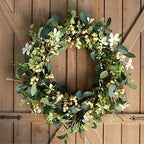 20Inch Artificial Eucalyptus Berry Wreath Green Leaf Eucalyptus Wreaths Spring Summer Wreath for Front Door Window Hanging Wall Party Decorations (20in) - Image 5